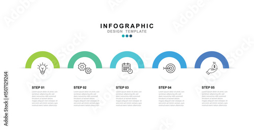 Vector Infographic label design template with icons and 5 options or steps. for your business data. Vector Illustration.