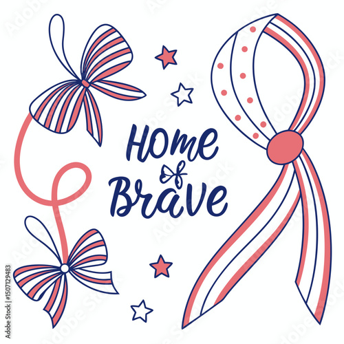 Patriotic design with bows and stars for independence day celebrations and memorial day events vector style