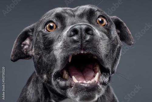 Close-up of a black dog wit...