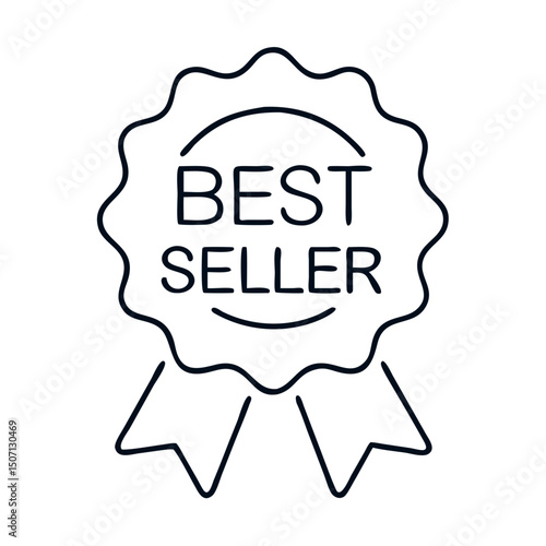 Best seller badge icon with ribbon. Premium quality best seller award for top products. Simple best seller design suitable for website banners, app interfaces, and marketing materials.