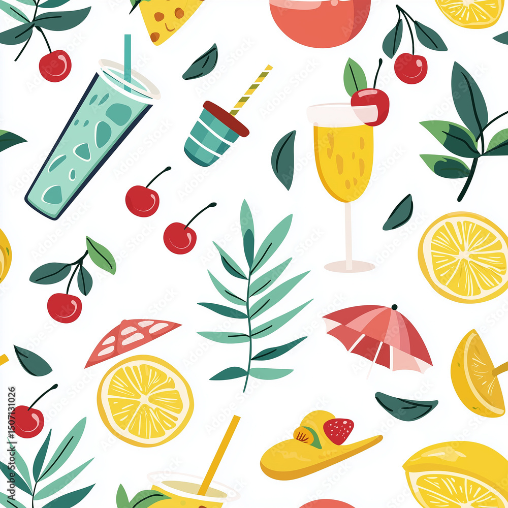 Obraz premium seamless pattern with oranges and leaves