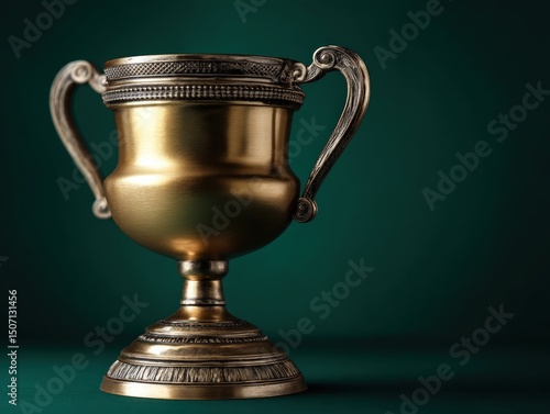 Golden trophy with ornate h...