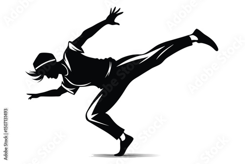 Dynamic Breakdancer Silhouette Vector Illustration Hip Hop Dance Art