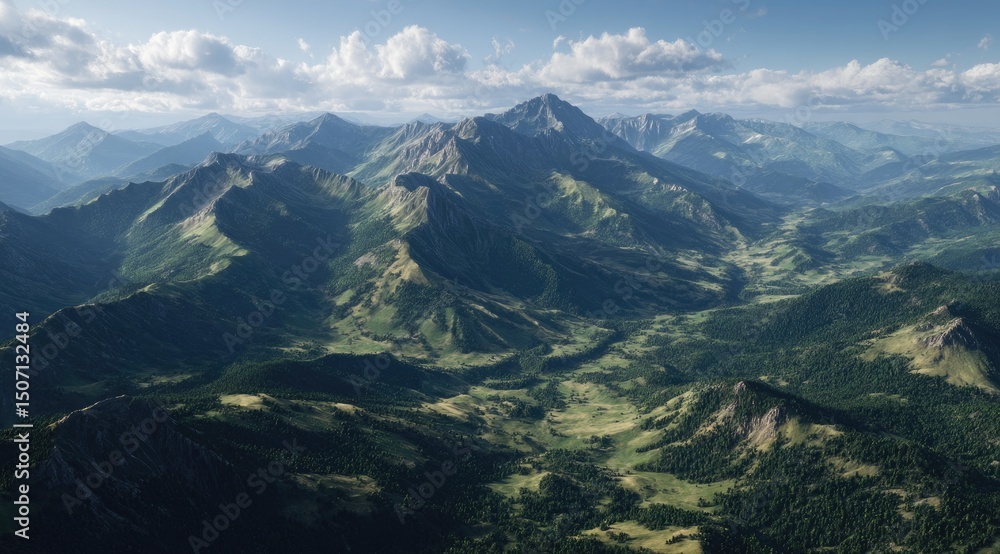Fototapeta premium view of the French Alps with rolling hills