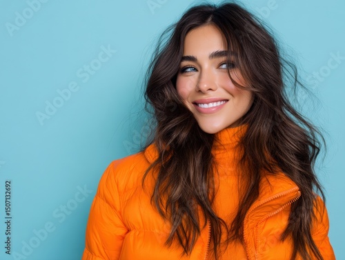 Smiling woman with long wav...