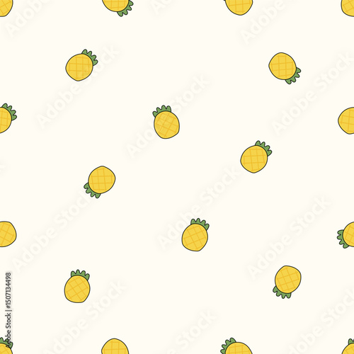 Seamless Fruit pattern. Idea for fabric, tablecloth pattern, wrapping paper, gift paper. Print ditsy. Motives are scattered randomly. Fruit pattern background. cute pattern.