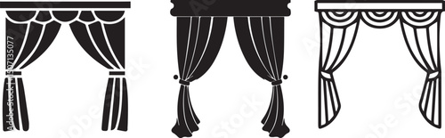 Home wall curtains icons designed. Set of vector wall curtains.