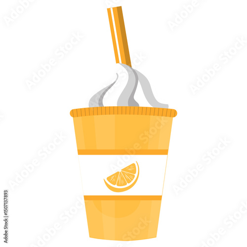 Orange Juice in Plastic Cup with Straw