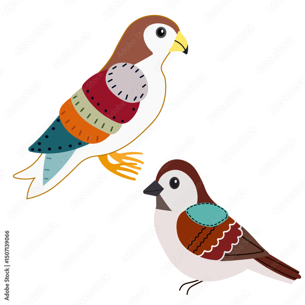 Fototapeta premium two birds flat vector image without background