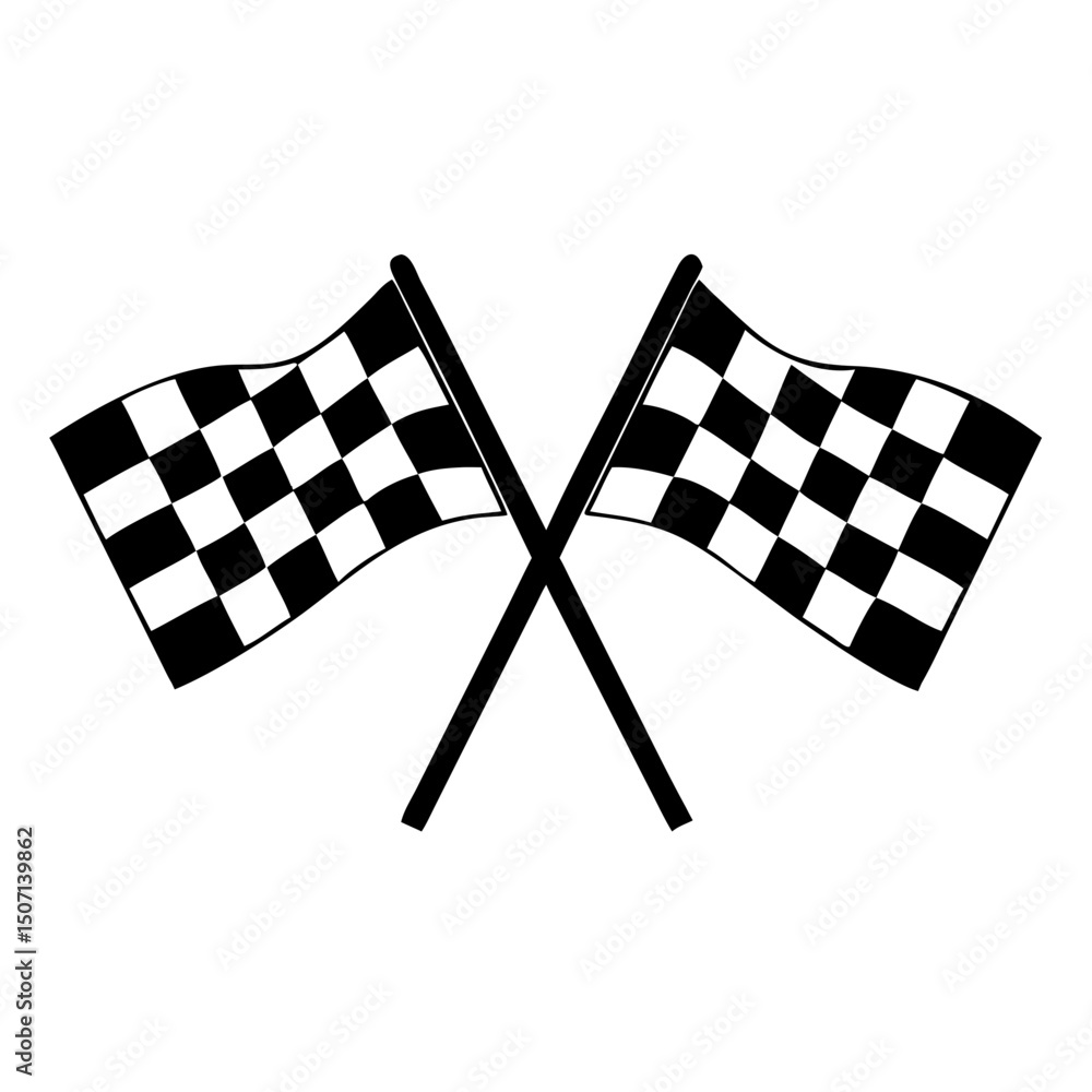 Fototapeta premium Two Crossed Checkered Racing Flags