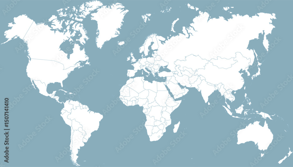 Fototapeta premium World map. Grey modern vector map. Silhouette map