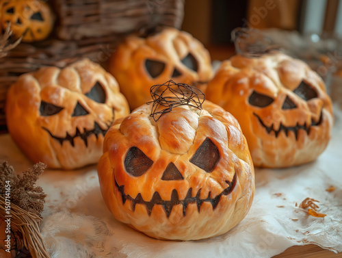 Wallpaper Mural Spooky Pumpkin-Shaped Halloween Buns Torontodigital.ca