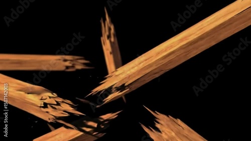 Shattering wood abstract destruction background