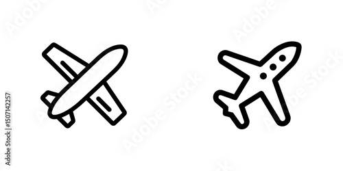Monochrome airplane icons representing travel and aviation design