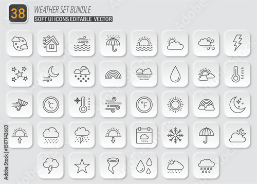 Elegant Weather Icons Bundle: Soft UI Style for UI Design and Development