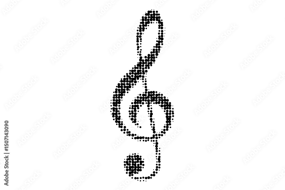 Obraz premium Musical G Clef Halftone Artistic Illustration