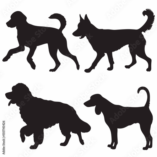 Collection of dog breeds silhouette vector art for pet lovers and animal enthusiasts with various breeds