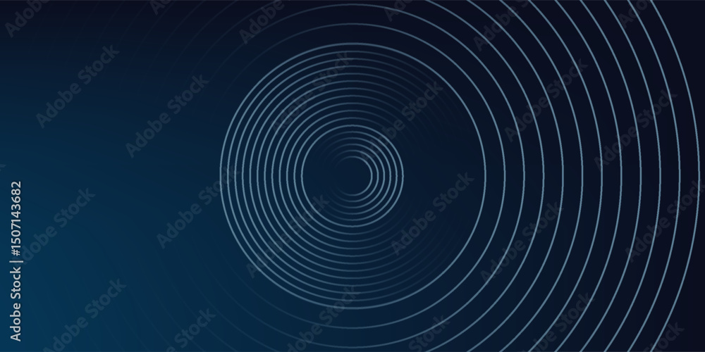 Abstract blue glowing geometric lines on dark blue background. Modern shiny blue circle lines pattern. Futuristic technology concept. Suit for cover, poster, banner, header, website. Abstract blue glowing geometric lines on dark blue background. Modern shiny blue circle lines pattern. Futuristic technology concept. Suit for cover, poster, banner, header, website.