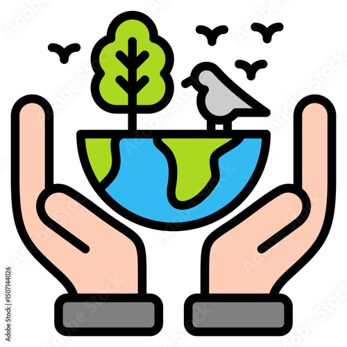 Biodiversity outline color icon