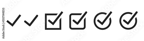 Check icon with correct. Approve symbol. Check mark icon set. Vector illustration
