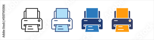 Print Icon Set Multiple Style Collection
