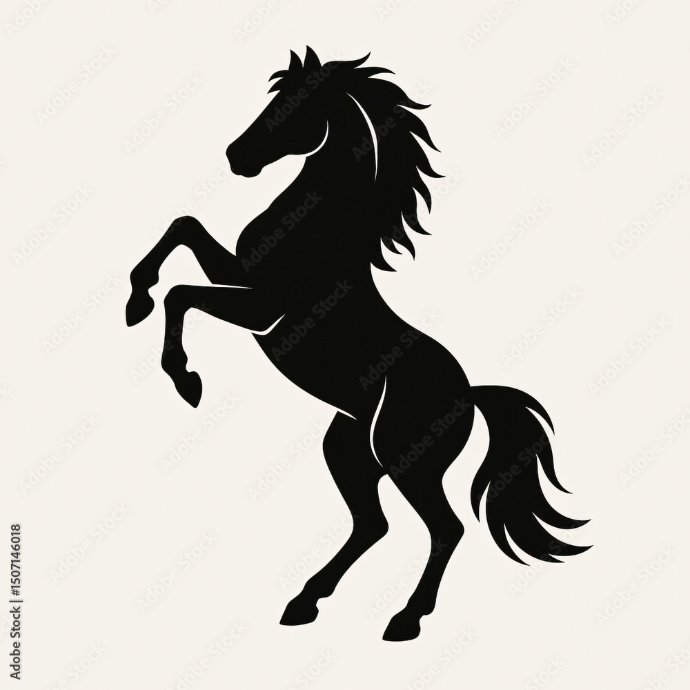 Majestic Black Stallion Silhouette Rearing Up Powerful Horse Graphic Design Element Majestic Black Stallion Silhouette Rearing Up Powerful Horse Graphic Design Element