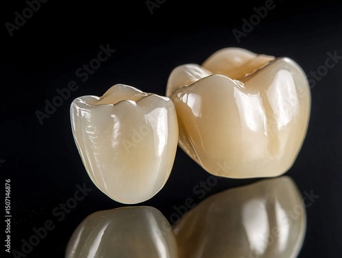 Dental restoration process macro shot of zirconia crowns clinical setting dental photography close-up oral health