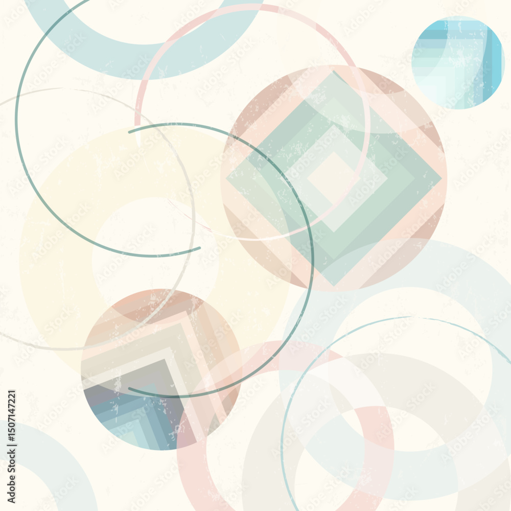 Fotobehang Abstract met Penseelstreken abstract geometric illustration, background with circles, stripes, strokes and splashes #1507147221