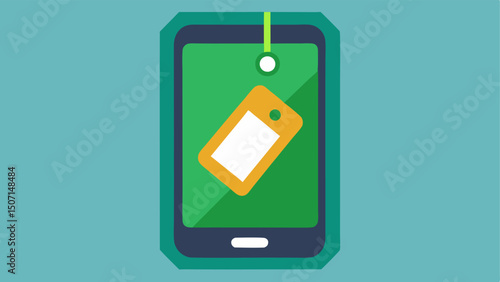 Cell Phone Evidence A smartphone inside a protective case with a green tag attached. The tag describes the make model and condition of the device when collected.