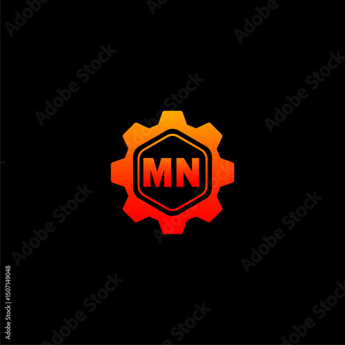 MN Initials Tech Logo Vector Art  Icons  and Graphics