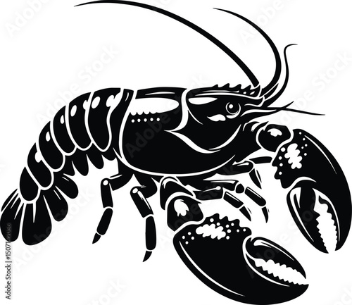 Lobster vector silhouette illustration isolated on a white background