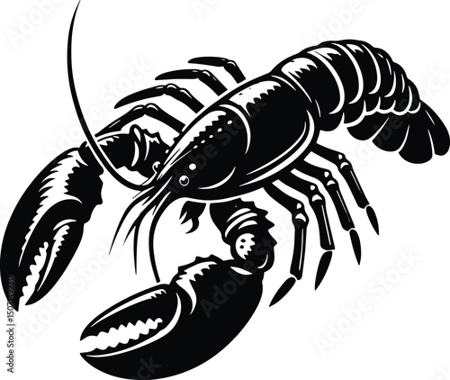 Lobster vector silhouette illustration isolated on a white background