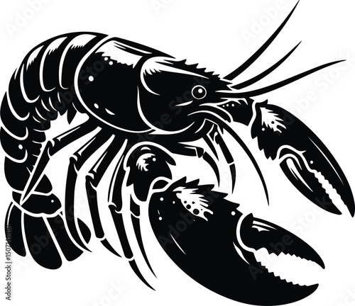 Lobster vector silhouette illustration isolated on a white background