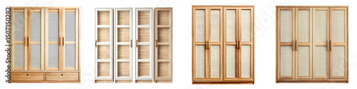 Elegant wooden cabinets showcasing natural finishes with intricate designs  emphasizing functionality and aesthetic appeal for modern interiors