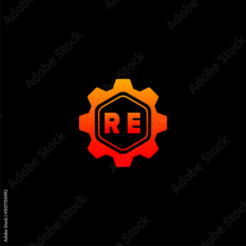 RE Initials Tech Logo Vector Art  Icons  and Graphics