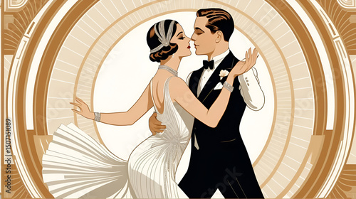 art deco couple dance retro glamorous 1920s white white elegance vintage roaring twenties