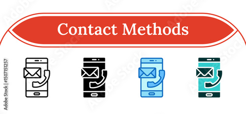Contact Methods - Multi Style Outline, Glyph Silhouette, Blue, Dual Tone Icon - Smartphone with phone and envelope overlay, symbolizing combined mobile call and email access