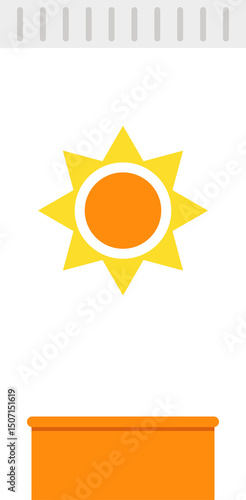 Flat illustration of a sunscreen tube with a sun icon, representing UV protection and summer skincare. Ideal for cosmetic, beauty, and health-related design themes.