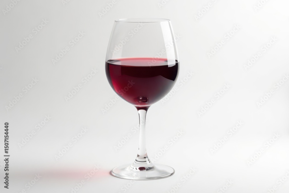 Single glass of red wine, clean white background, deep color, white, still life, single Single glass of red wine, clean white background, deep color, white, still life, single