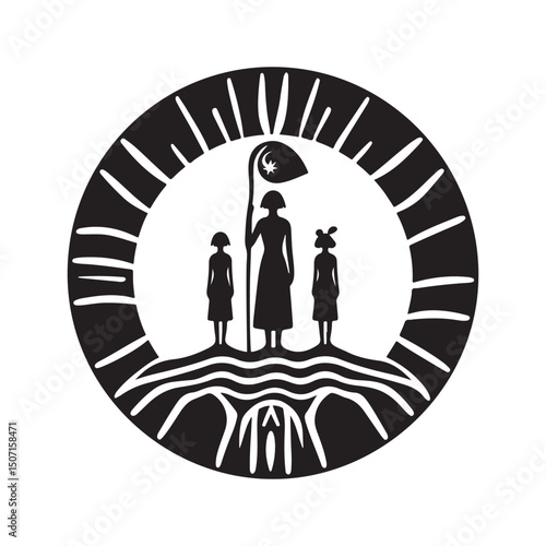 NAIDOC WEEK  Silhouette Vector Illustration, Solid White Background.