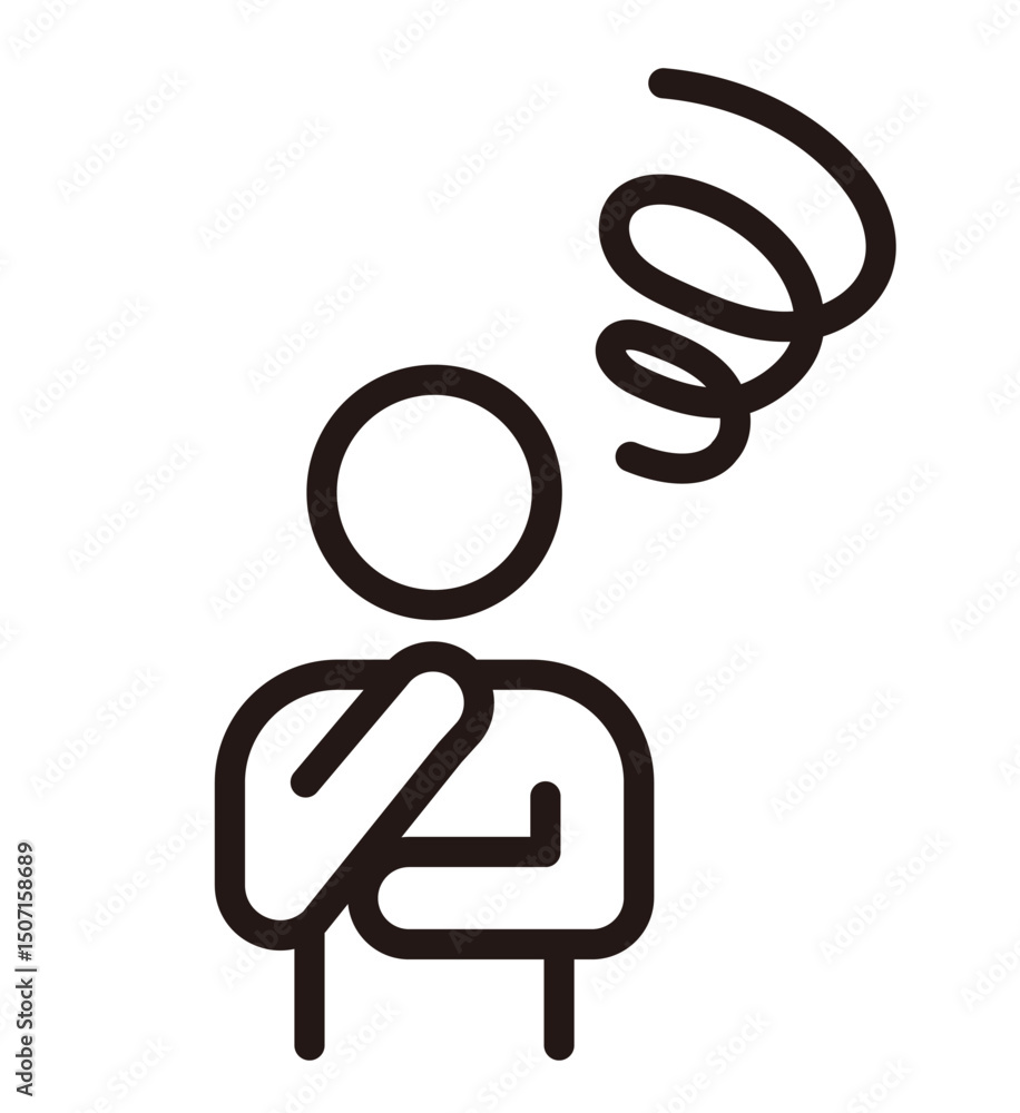 Obraz premium ネガティブな感情のピクトグラム。悩んでいる、もやもやしている、困っている人のアイコン。