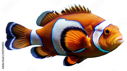 clown fish in aquarium, transparent background, PNG background, isolated on transparent, alpha channel, cut out, no background, backgroundless, isolated object
