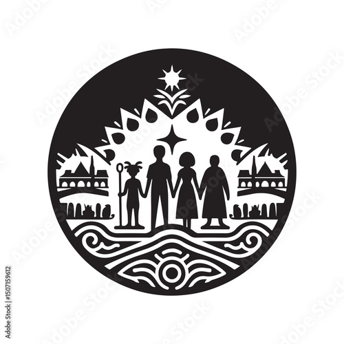 NAIDOC WEEK  Silhouette Vector Illustration, Solid White Background.
