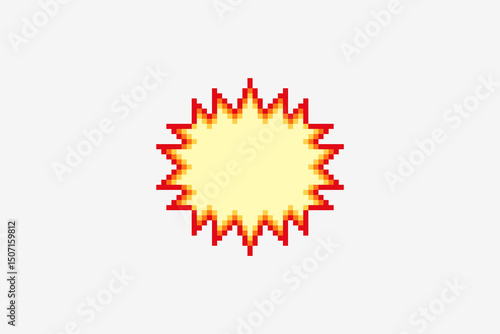 Pixel art speech bubble, explosion, comic boom element. Vector illustration on isolated background.