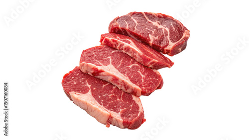 Fotografi Raw beef pieces  for Culinary Purposes, food preparation isolated on transparent