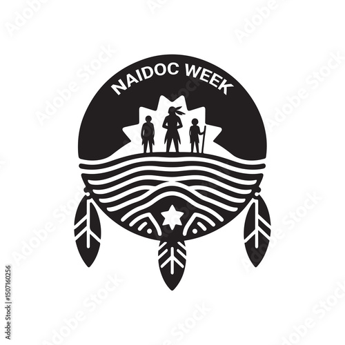 NAIDOC WEEK  Silhouette Vector Illustration, Solid White Background.