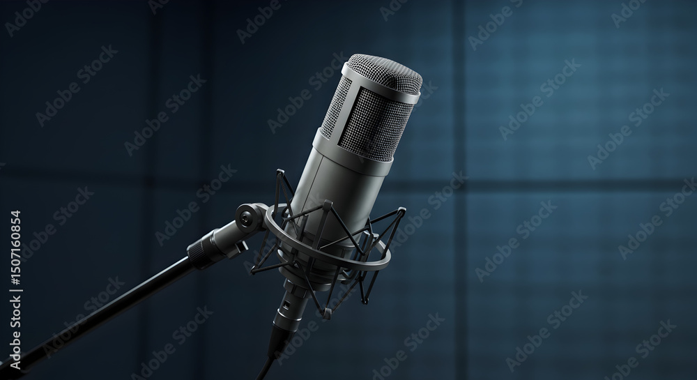 Fototapeta premium Professional Studio Microphone: Close-Up of Condenser Mic on Stand