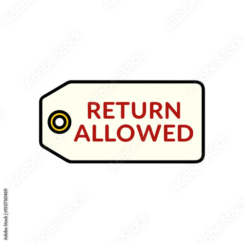 Return allowed label design on tag for returns and exchanges  