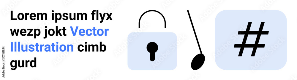 Obraz premium Lock with keyhole, single key, and metadata tag symbol suggesting digital security, access, and online conversations. Ideal for cybersecurity, communication, privacy, data protection access