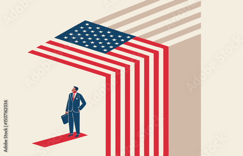 United States economy collapse. Symbol of crisis, recession, downfall and stock market crash. Vector illustration concept.